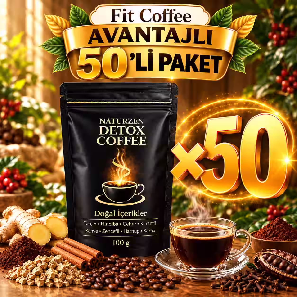 50'Lİ NATURZEN FIT KAHVE SETİ